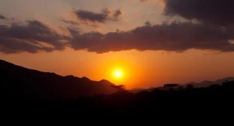 Sunset in africa Stock Photos