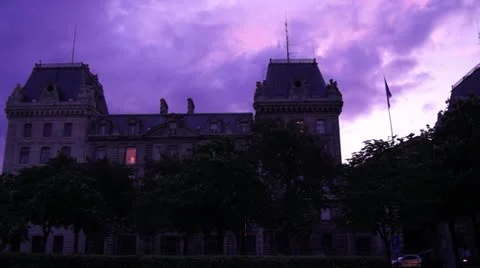 Sunset after Paris city Stock Footage