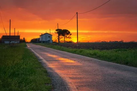 Sunset after the rain Stock Photos