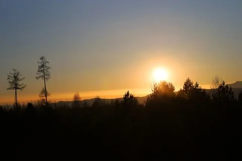 Sunset against the backdrop of the Khamar Daban Mountains in the Tunkinskaya Stock Photos