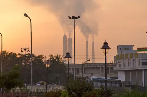 Sunset &amp; Air pollution Stock Photos