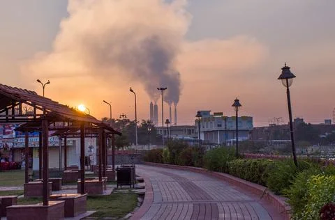 Sunset &amp; Air pollution Stock Photos