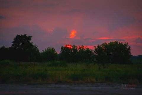 Sunset. Airfield Stock Photos