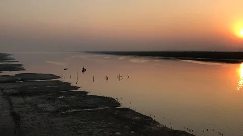 Sunset at Airoli Bridge Stock Footage 94551351
