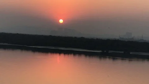 Sunset at Airoli Bridge Stock Footage 94552516