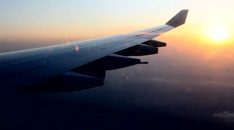 Sunset from an airplane Stock Footage 46321706