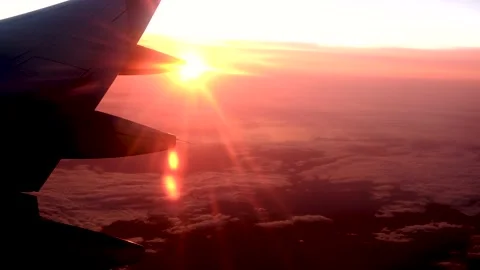 The Sunset from a airplane Video stock 234255592