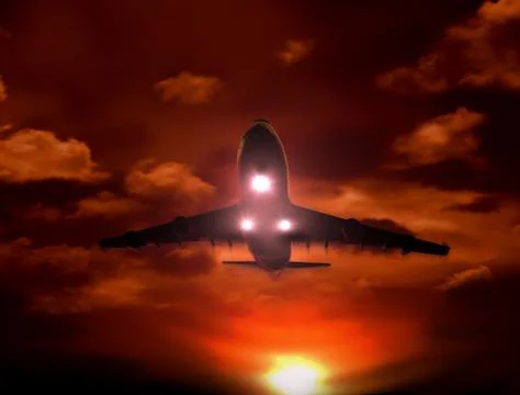 Sunset airplane Stock Photos
