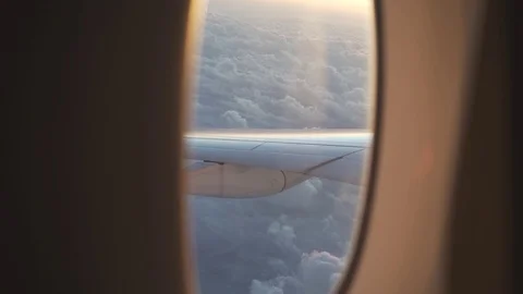 Sunset - Airplane Window 스톡 동영상 112846087