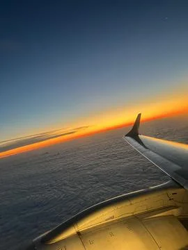 Sunset from the airplane window 写真素材