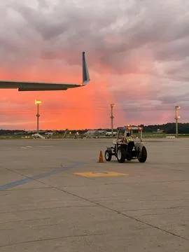 Sunset at the airport Fotos de archivo