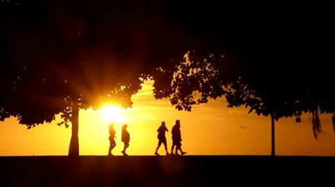 Sunset at Ala Moana Beach Park, Waikiki, Honolulu, Oahu Stock-Footage 56180325