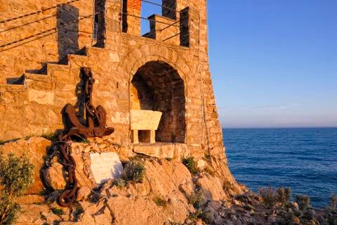Sunset in Alassio Stock Photos