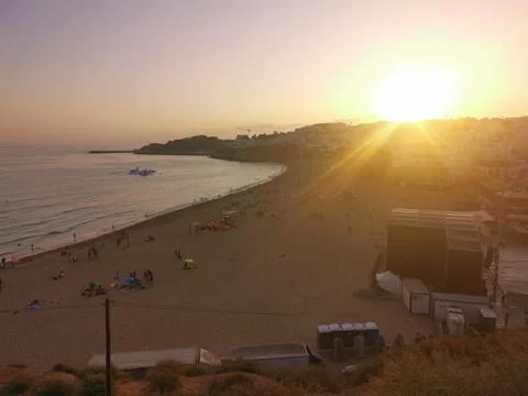 Sunset at Albufeira Beach Stock Photos
