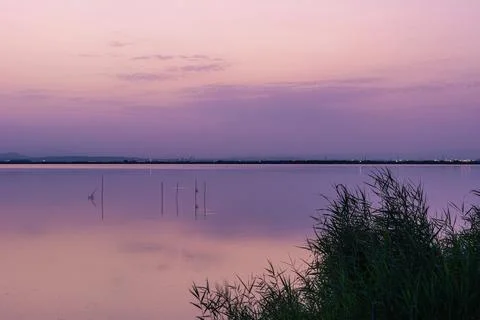 Sunset in the Albufera of Valencia Stock Photos