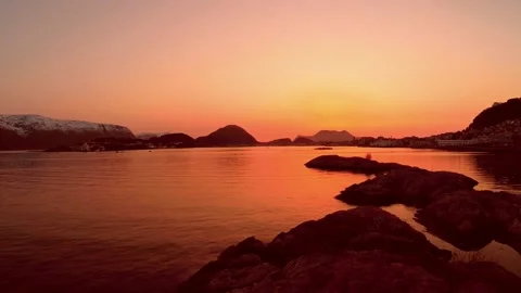 Sunset in Ålesund, Norway Stock Footage 230657359