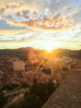 Sunset in the Alicante city of Petrer Stock Photos