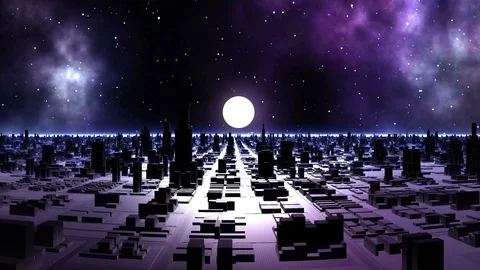 Sunset in the Alien City Stock Footage 88524548