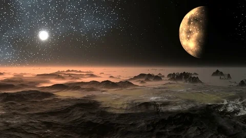 Sunset on the Alien Planet Stock Footage 79519561