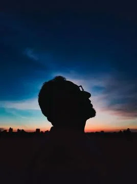 Sunset alone man Stock Photos