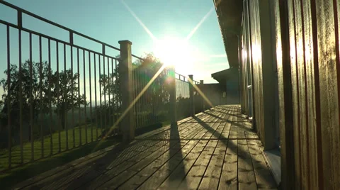 Sunset along balcony 库存影片 38034442