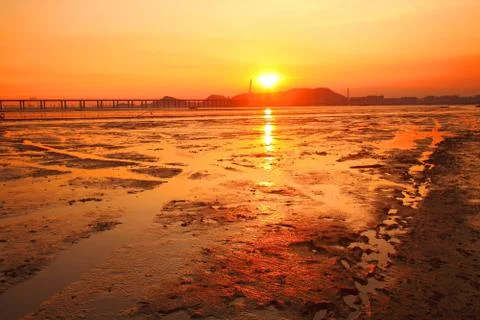 Sunset along the coast Stock Photos
