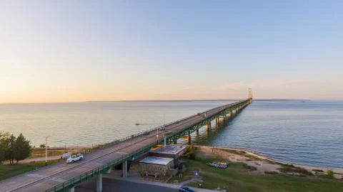 Sunset along the Mighty Mac Foto stock