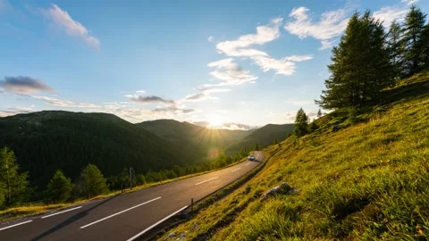 Sunset On Alpine Road Stock Footage 142213458