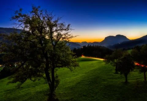 Sunset in the alps of Austria Stock Photos