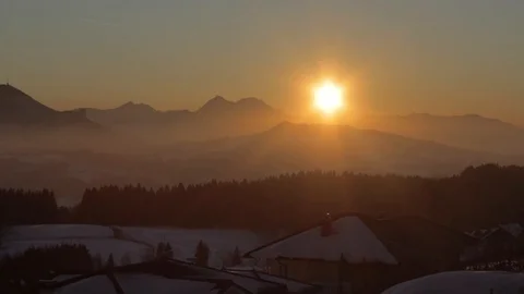 Sunset in the Alps - Forest - Mountains Stock Footage 120234702