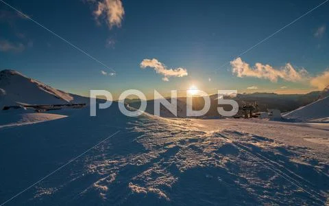 Sunset in the alps Stock Photos