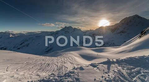 Sunset in the alps Stock Photos