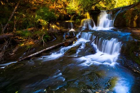 Sunset on Alsea Falls, Oregon Stock Photos