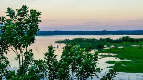 Sunset on Amazon River Stock Photos