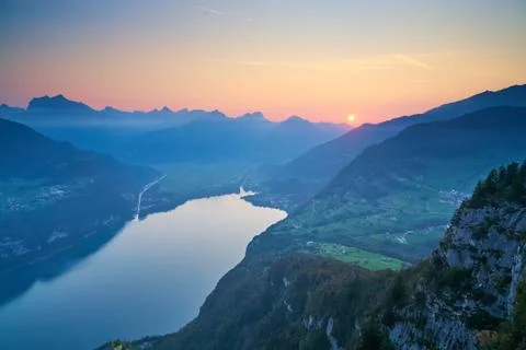 Sunset in Amden Stock Photos