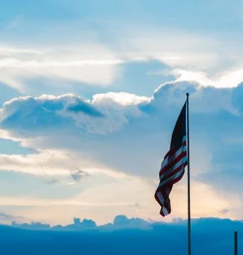 Sunset American Flag 2 Stock Photos