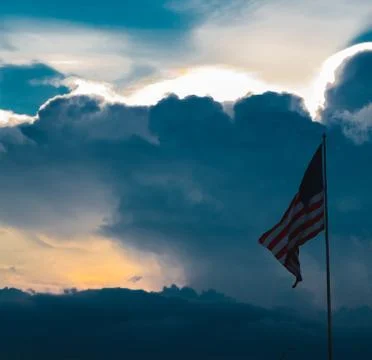 Sunset American Flag Stock Photos