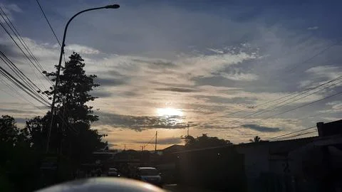 Sunset among the misty clouds 02 Stock Photos