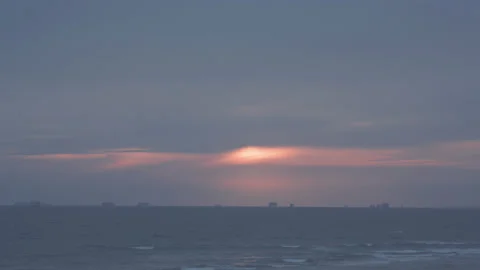 Sunset &amp;amp; Cargo Ships, 4K Stock Footage 150699373