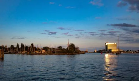 Sunset on Amsterdam harbor Stock Photos