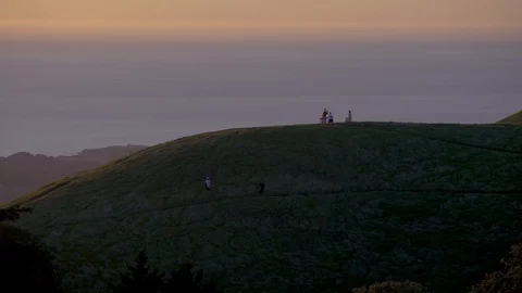 Sunset and activity seen from Mount Tamalpais in Marin County, California, on a Stock Footage 92893819