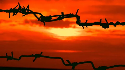 Sunset and barbed wire Stock-Footage 30843609