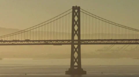 Sunset and Bay Bridge in San Fran HD Stock Footage 7754868