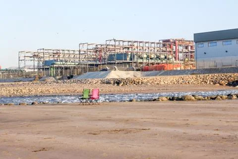Sunset and beach Empty tropical beach background. Horizon with sky and white Stock Photos