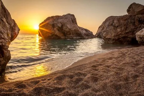 Sunset and beach Stock Photos