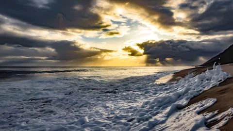 Sunset and Beach surf Stock Photos