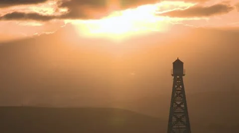 Sunset and beacon timelapse Stock Footage 22390061