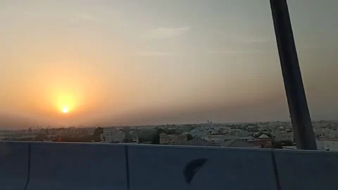 Sunset and the beautiful city Stock Footage