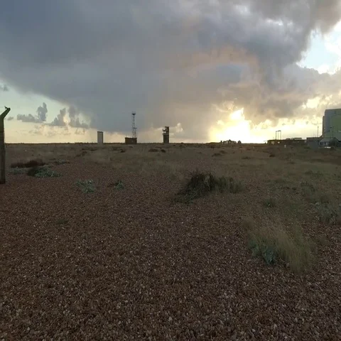 Sunset and beautiful old house near the sea Stock Footage 69507850