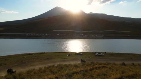 Sunset and Boat on the Sea Vídeo Stock 204858973